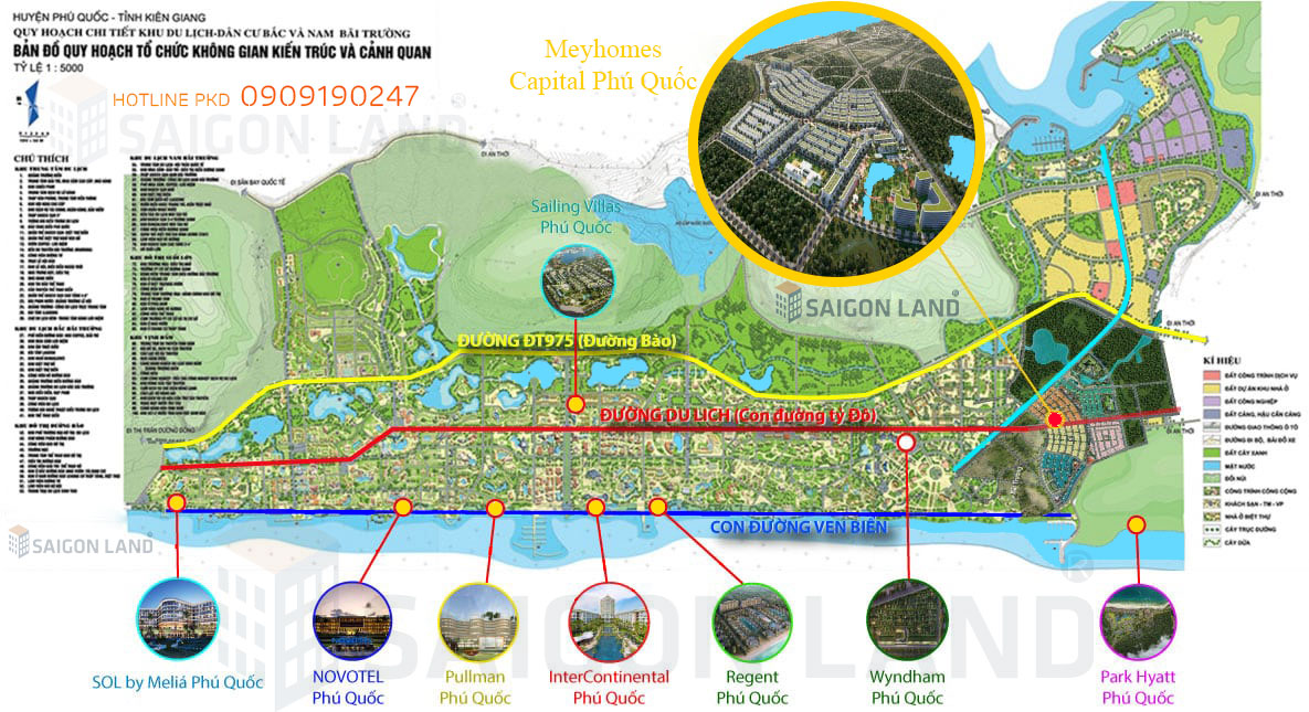 Bản đồ quy hoạch các dự án bất động sản tại Bãi Trường Phú Quốc - Trục đường tỷ đô tại Phú Quốc