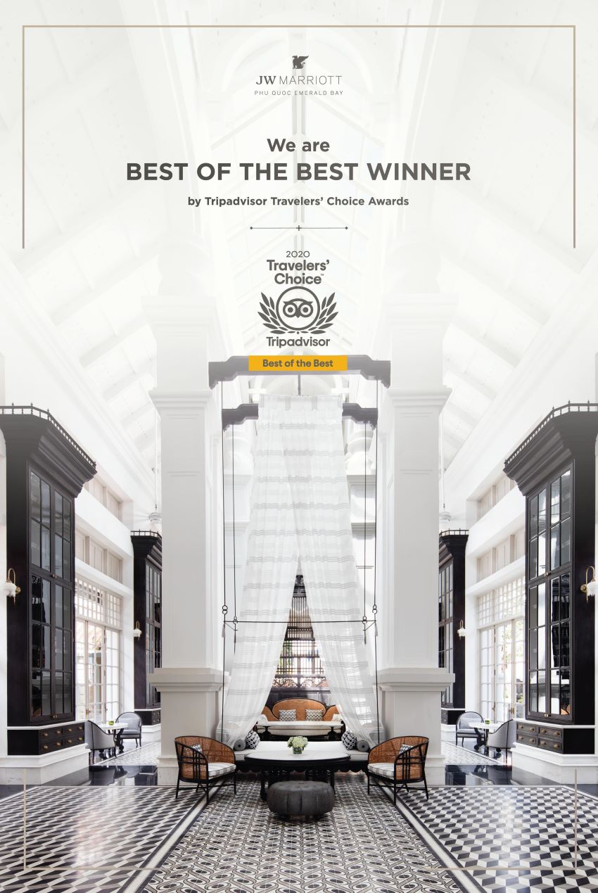 JW Marriott Phu Quoc Emerald Bay nhận giải Best of the Best Awards từ Travelers’ Choice Awards bởi TripAdvisor