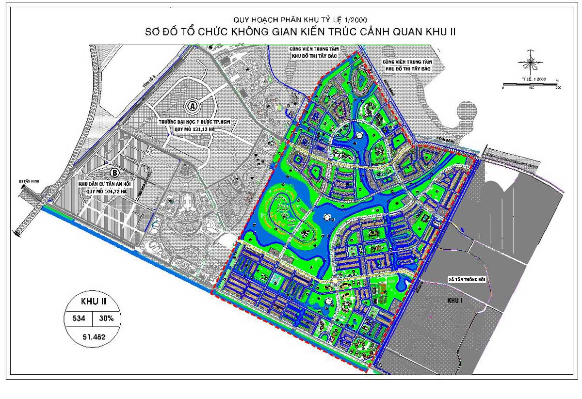 Quy hoạch phân khu tỉ lệ 1 2000 Vinhomes Hóc Môn Khu đô thị Tây Bắc Thành Phố Sơ đồ tổ chức không gian kiến trúc cảnh quan khu II