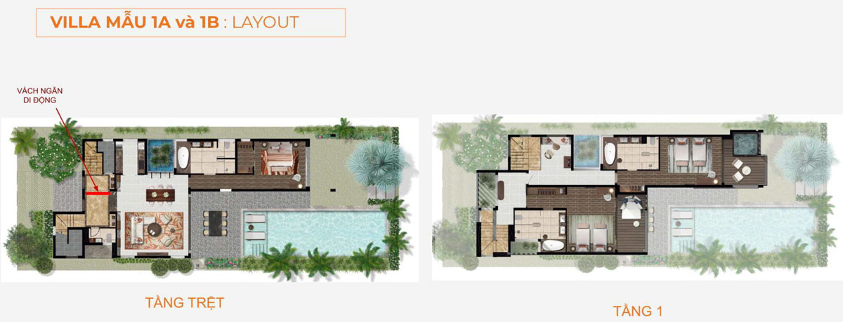 Villa mẫu 1A và 1B Angsana Residences Hồ Tràm