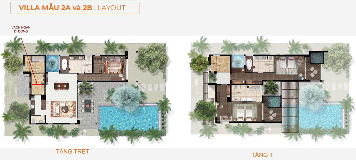 Villa mẫu 2A và 2B Angsana Residences Hồ Tràm