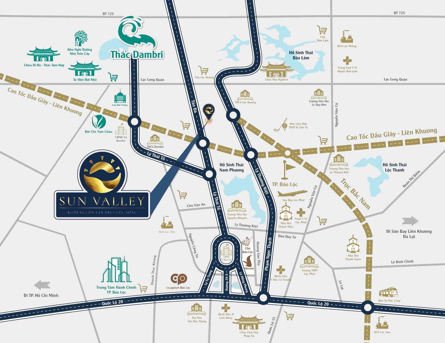 Thông tin về vị trí của Dự án đất nền Sun Valley Bảo Lộc